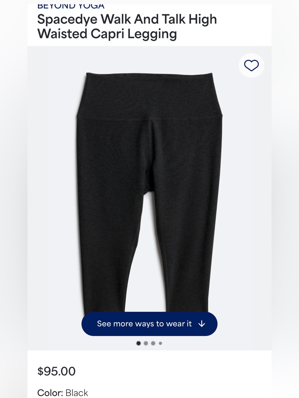 NWT Beyond Yoga Black High-Waisted Capri Leggings Size 2X